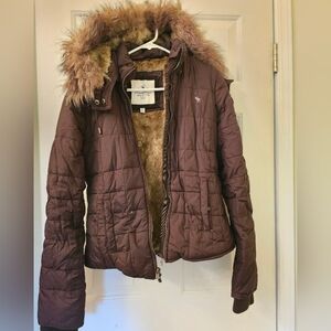 Abercrombie & Fitch Faux Fur Lined Puffer Jacket, Medium